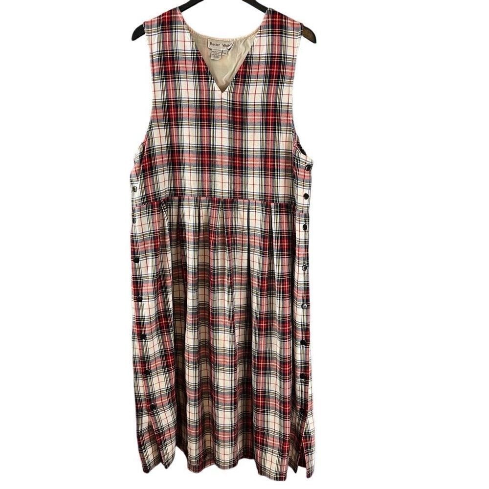 Vintage Baxter & Wells Flannel Plaid Jumper Dress Size 14